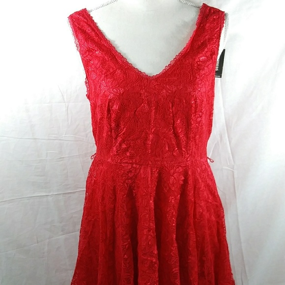 Express red dress v neck above knee size 8 - Picture 1 of 8